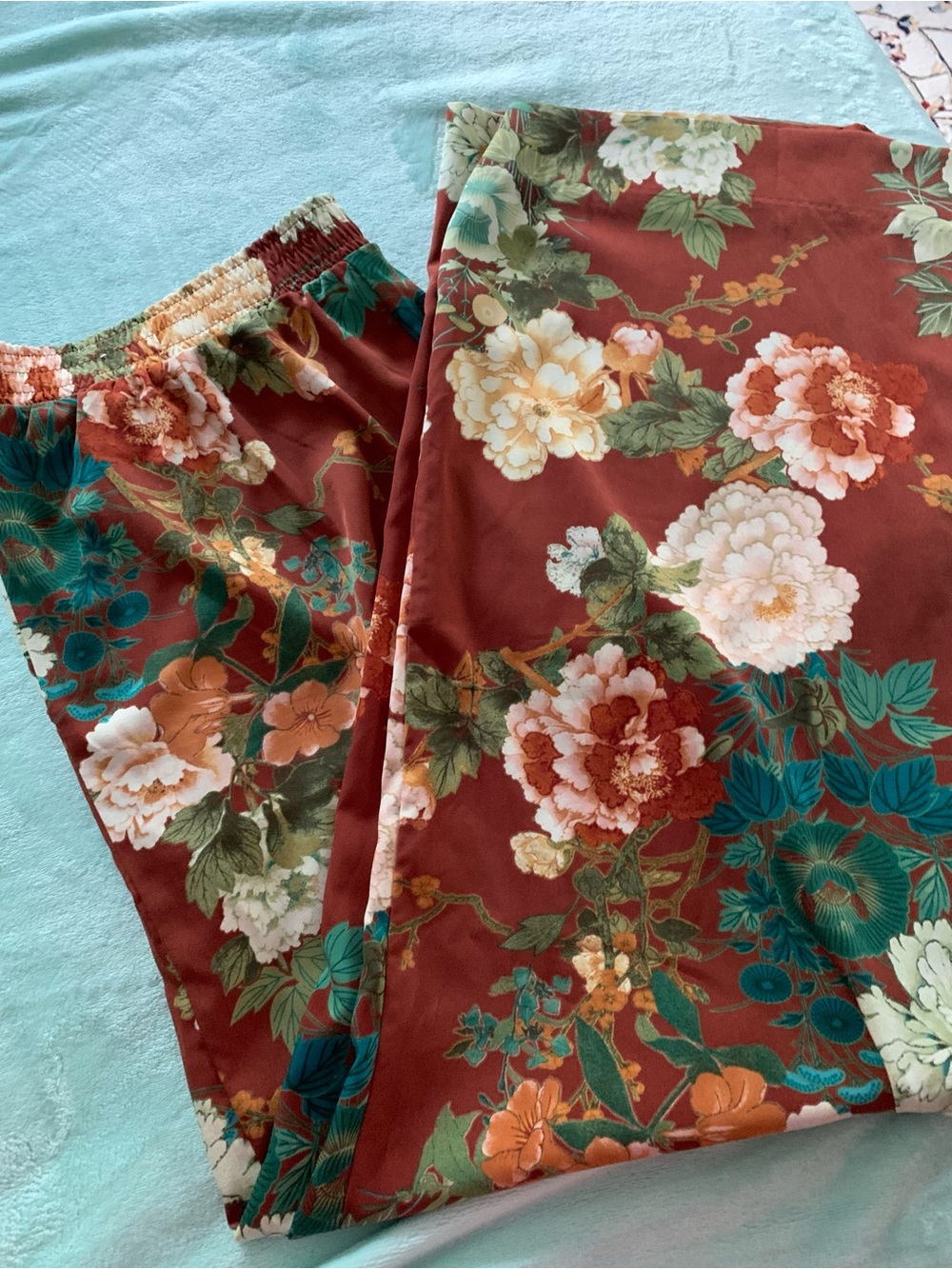 Chico’s Floral Rust Wide-Leg Lounge Pants